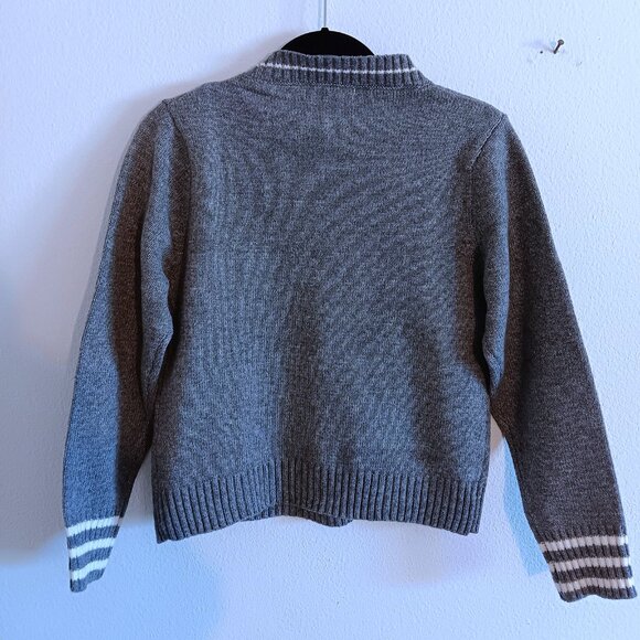 PRADA Gray Grey Knit Long Sleeve Pull Over Sweater With White Stripes Size M NEW - Picture 2 of 5